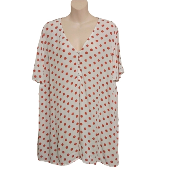🎟️BOGO FREE🎟️ Lane Bryant Polka Dot Dotted Rayon Top Sz 20 - Picture 1 of 5